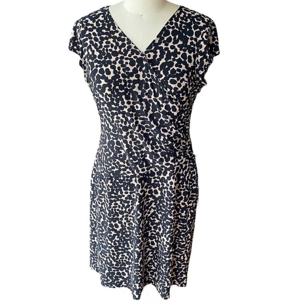 EVAN PICCONE Women's Cheetah Sleeveless Leopard V-Neck Dress Ruched Side Sheath